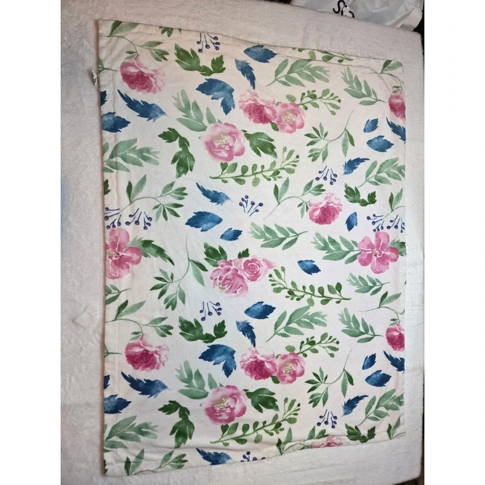 Baby Blanket Pink Floral Reversible Minky Dot 38